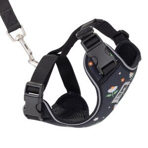 RC Pets Adventure Kitty Harness – Black, Medium, Floral Design – Cat / Small Pet